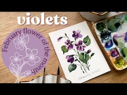 Watercolor violets- February birth month flower