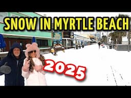 SNOW IN MYRTLE BEACH, SC. Boardwalk /Ocean Blvd. & the Southeast covered.