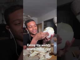 Eating an ostrich egg #mukbang #ostrichegg ￼