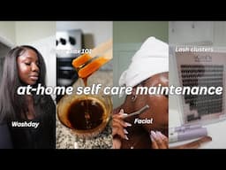 At-Home Self Care Maintenance Routine| sugar wax, washday for hair growth, lashes, face shaving