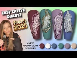 🪩 Cateye Quartz Nails | Easy Nail Art | Gem Stone Mineral Agate Geode | Dragon Scale Bubble | Chrome