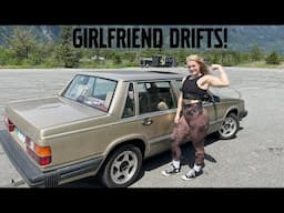 Teaching my girlfriend how to drift her volvo 740 then THIS happens!