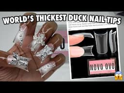 Trying The World’s Thickest Flared Duck Nail Tips From Amazon | Novo Ovo Thick Soft Gel Nail Tips