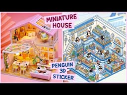 DIY - Cute Miniature House and Penguin ice cream shack 3D scene sticker #satisfying #asmr #stickers