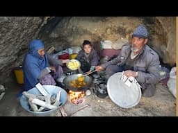 Daily life of Grandma and Grandpa in a Cave during Cold winter| Village life in Afghanistan