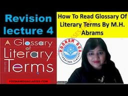 Lecture 4 CUET UGC NET Crash Course Videos M H Abrams Glossary English Literature by Poonam Dua