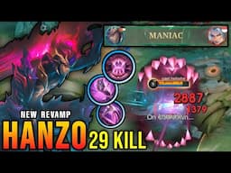 29 Kills No Death!! Hanzo Revamp 100% UNSTOPPABLE!! - New Revamp Tryout ~ MLBB