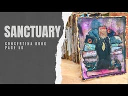 CONCERTINA / ACCORDION BOOK - PAGE 50: SANCTUARY #mixedmedia