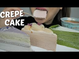 MILLE Crepe Cakes *Rose Lychee, Matcha, and Taro Crepe Cakes Relaxing Soft Eating Sounds | N.E