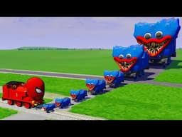 Big & Small Huggy Wuggy VS Spider Man the Tank Engine Train - BeamNG.drive