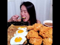 Eating Jollibee's Burger Steaks with Eggs! #mukbang #jollibee #asmr #filipinofood #friedchicken