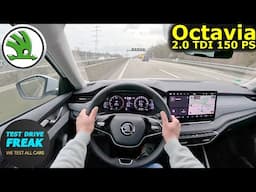 2025 Skoda Octavia Combi 2.0 TDI 150 PS 🚀 Top Speed POV Drive No Speed Limit on German Autobahn