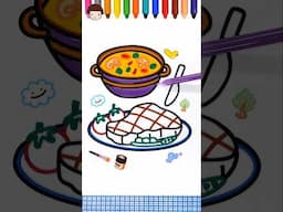 Steak Food Jelly Shorts | Coloring Cream soup, Pipette Painting, mixing colors! #drawing