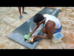 Amazing Kitchen Countertop!!-Kitchen countertop granite with sink Installation-Using by sand cement