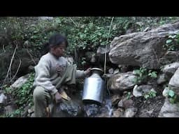 Organic village life || Carrying a load of water to the village