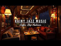 Cozy Rainy Day in Coffee Shop Ambience 🌧️☕️ Soft Jazz Relaxing Music with Rain Sounds to Work, Focus