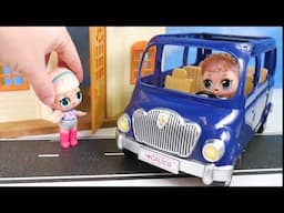 Dolls Drive down road in Blue Van to buy surprise bags