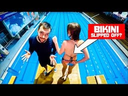 Regular girl's BIKINI Slipped off | Swimwear FAIL on a HUGE platform | Watermagic