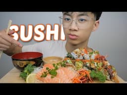 SUSHI *Salmon Sashimi, Philadelphia Roll and Godzilla Roll with Miso Soup | N.E Let's Eat