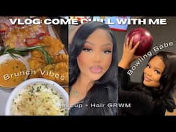 Vlog: GRWM Hair + Makeup ♥️ Brunch with the GWORLS (bowling bloopers) ft. World New Hair