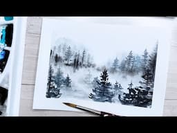 Abstract Misty Watercolor Landscape - EASY for Beginners