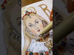 Painting Elizabeth I’s coronation portrait in my travel sketchbook 👑