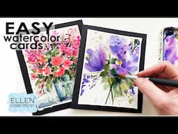 EASY  abstract watercolor Flower Cards!