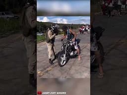 Police officer kindly warns stunt rider