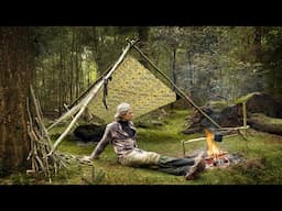 3 Days Bushcraft - Tripod Shelter - Stick Bread - Camp Crafts - ASMR