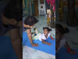 Dad Fitness with kids #dad #daughter #homeworkouts #telugufitness #ytshorts