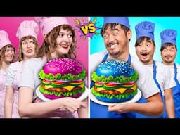 BOYS VS GIRLS COOKING CHALLENGE IN 24 HOURS| FUNNY KITCHEN WAR BY SWEEDEE