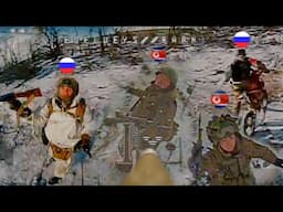 Ukrainian FPV drone fiercely bombard exhausted Russian & North Korean infantry on frozen battlefield