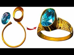 Natural Blue Zircon 22k Gold Ring Making|How Gold Ring Is Made| Gold Jewelry Making- Nadia Jewellery