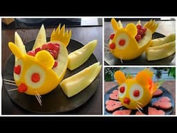 Art In Melon Fruit Platter - Melon Cat Decoration Ideas Cutting Tricks