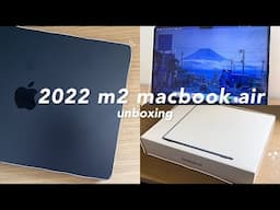 apple macbook air m2 (midnight) | unboxing & set up ☁️