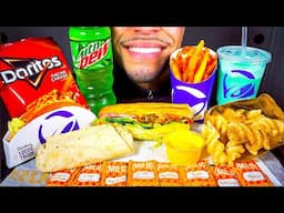 ASMR TACO BELL VS SUBWAY 6 INCH TUNA SUB BURRITO CHEETOS MUKBANG FAST FOOD EATING* NO TALKING JERRY