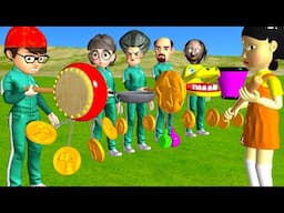 Squid Game vs Scary Teacher 3D Clackers Drum Level Max 5 Times Challenge Nick and Tani Winning