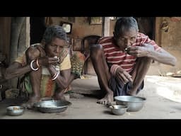 99 years old grandma cooking FISH CURRY and eating with her husband || typical life of poor people