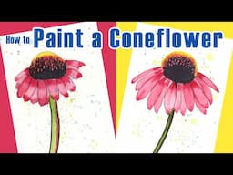 How to Paint a Watercolor Coneflower KIDS Art Tutorial