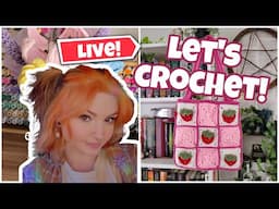 crochet strawberry totes w/ me🍓🧶✨ | 🔴LIVE |