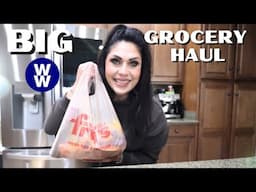 HUGE GROCERY HAUL FROM 3 STORES!! WEIGHT WATCHERS POINTS INCLUDED - NEW FOOD FINDS!