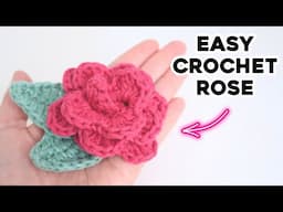 CROCHET THIS EASY ROSE WITH ME! step by step tutorial