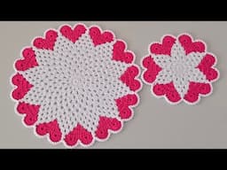 Beginner Valentine Crochet Ideas: Easy Heart Placemat & Coaster Set