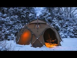 Hot Tent Camping In Snow Storm