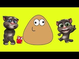 POU vs TOM vs ANGELA - Pou y sus amigos los gatos. El gato Tom y sus amigos, Pou y Angela.