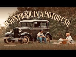 1930s PICNIC with a MOTOR CAR. Ford Model A