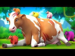 5 Color Fat Elephants Unite to Rescue Giant Cow | Epic Friendship Adventure | Cow Rescue Videos