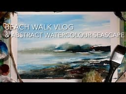 Simple ABSTRACT SEASCAPE & Beach Walk WATERCOLOR LANDSCAPE Loose Watercolor PAINTING Techniques demo