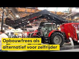 Opbouwfrees over de trekker in combinatie met voermengwagen