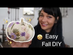 EASY and ADORABLE DIY Fall Home Decor! Pressed Flower Pumpkins!!